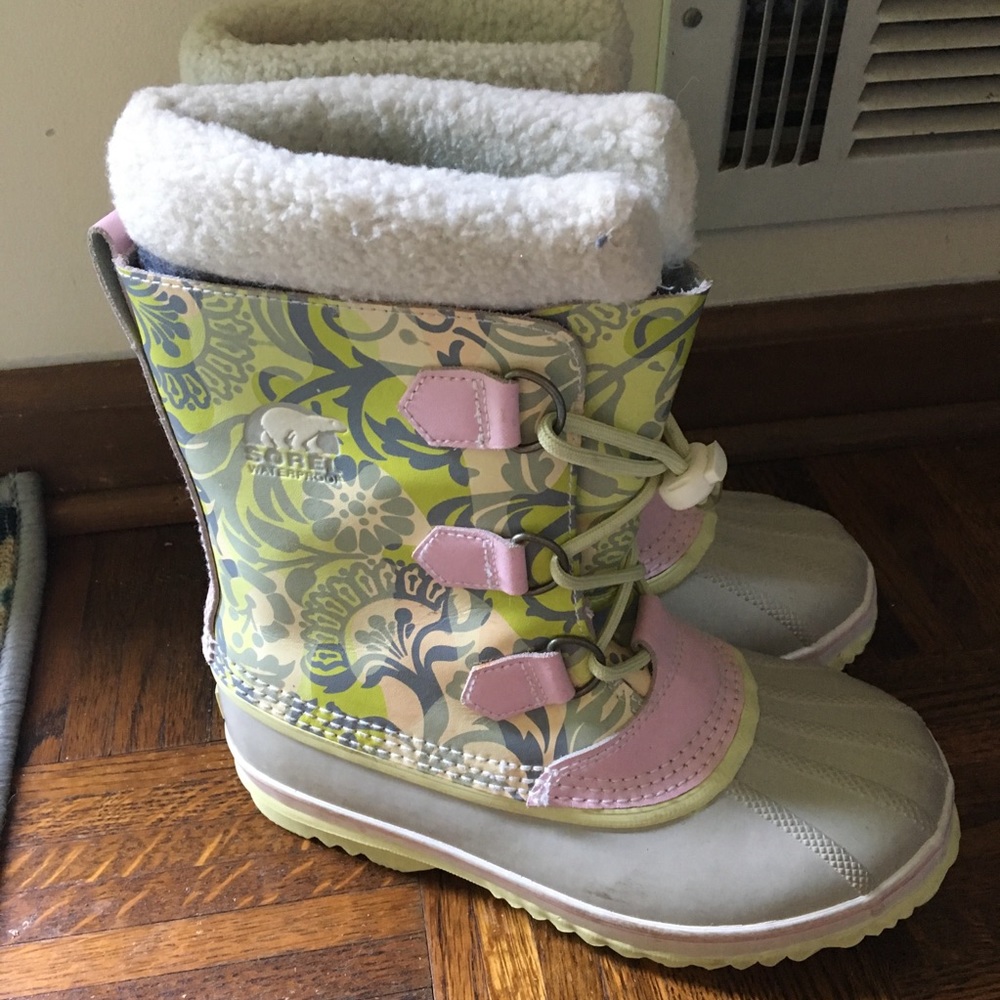 Sorel Kids' Floral Winter Boots - Pink and Green